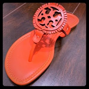 NIB Tory Burch MIller Fringe Sandal Spicy Orange 7
